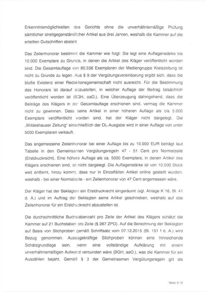 Urteil gegen Wildeshauser Zeitung, Seite 8