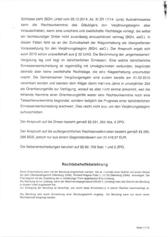 Urteil gegen Wildeshauser Zeitung, Seite 11